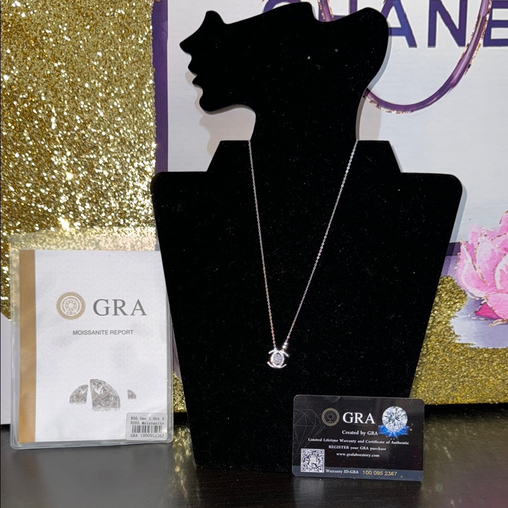 Elegant Moissanite Over 1 cttw Silver diamond with Pendant Necklace